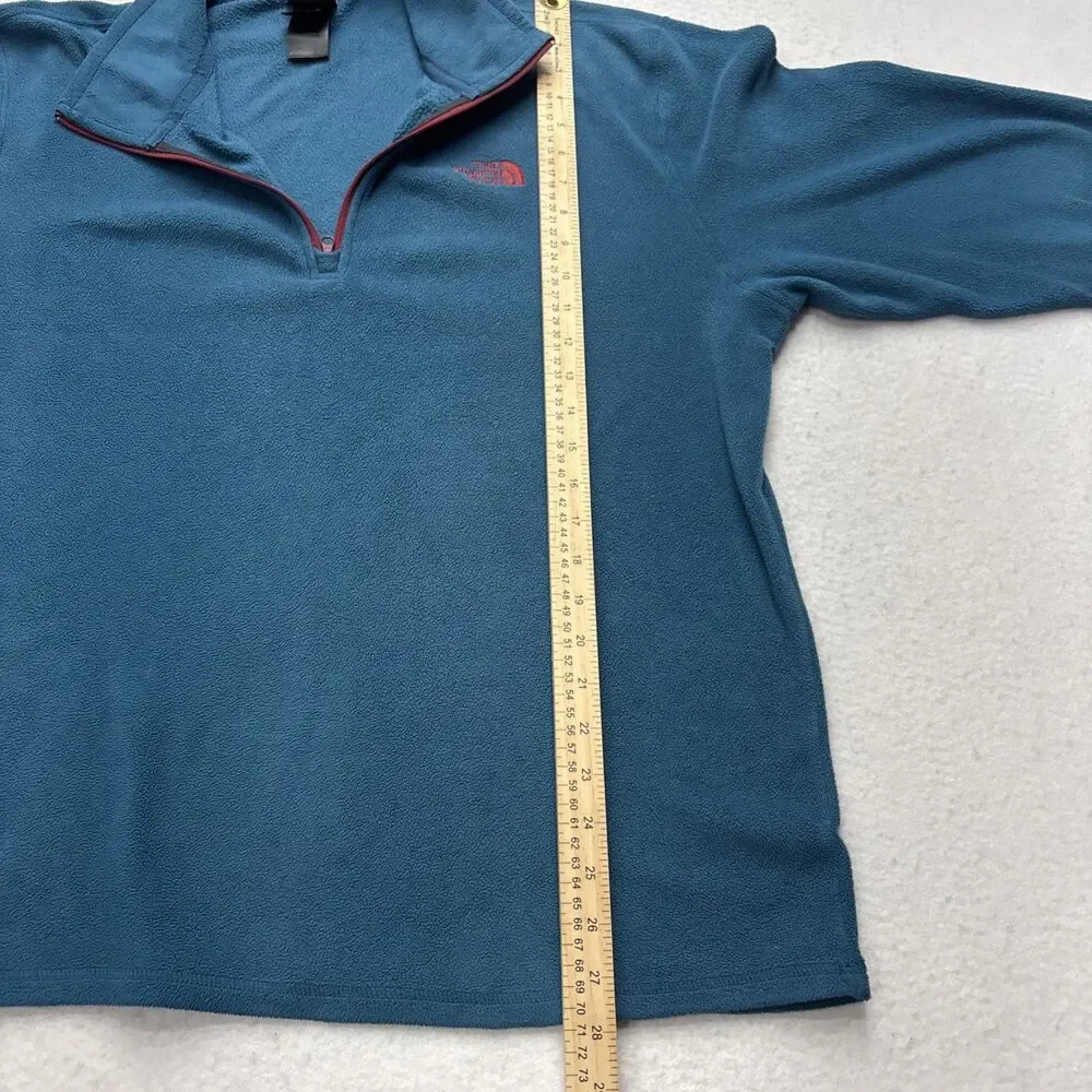 North Face Jacket Mens Large Blue Polartec Fleece Quarter Zip Pullover Hiking